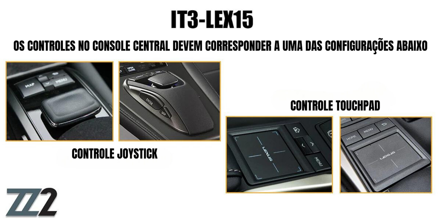 CarPlay/Android Auto sem fio, câmera e interface A/V compatível com veículos Lexus