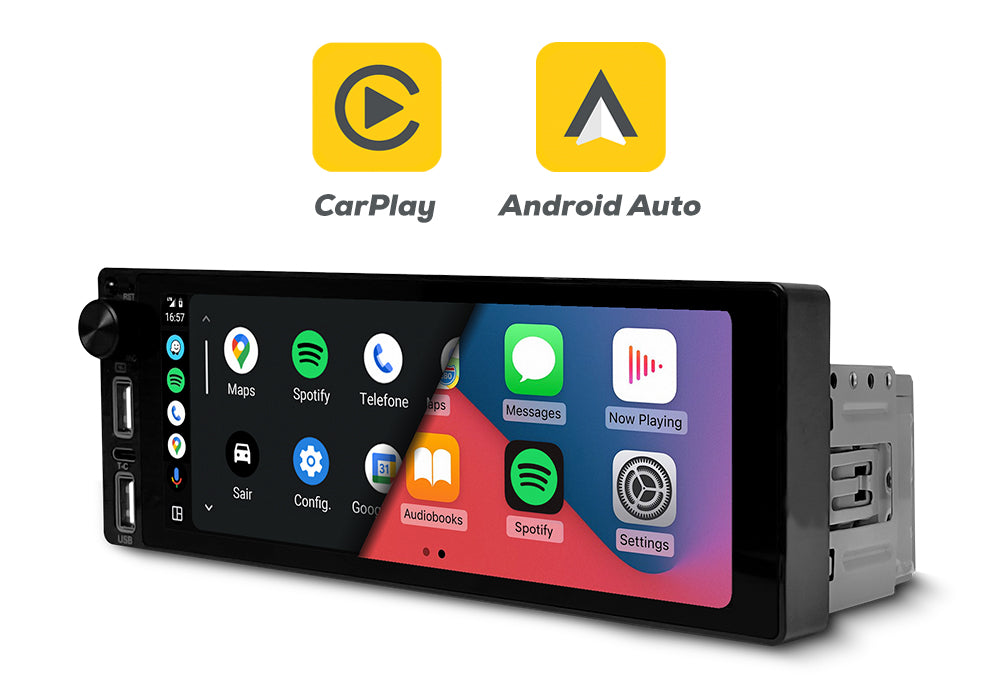 central de multimídia com CarPlay e Android Auto