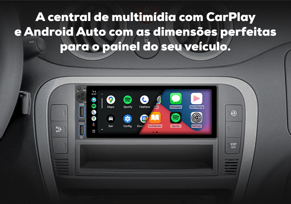 central de multimídia com CarPlay e Android Auto